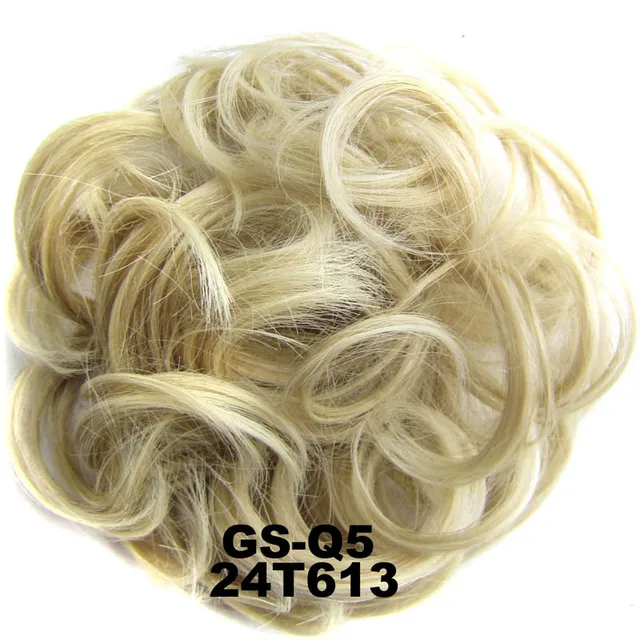 Jeedou Messy Chignon Donut Hair Bun Pad Elastic Hair Rope Rubber Band Synthetic Hairpiece Gary Brown Color 24T613