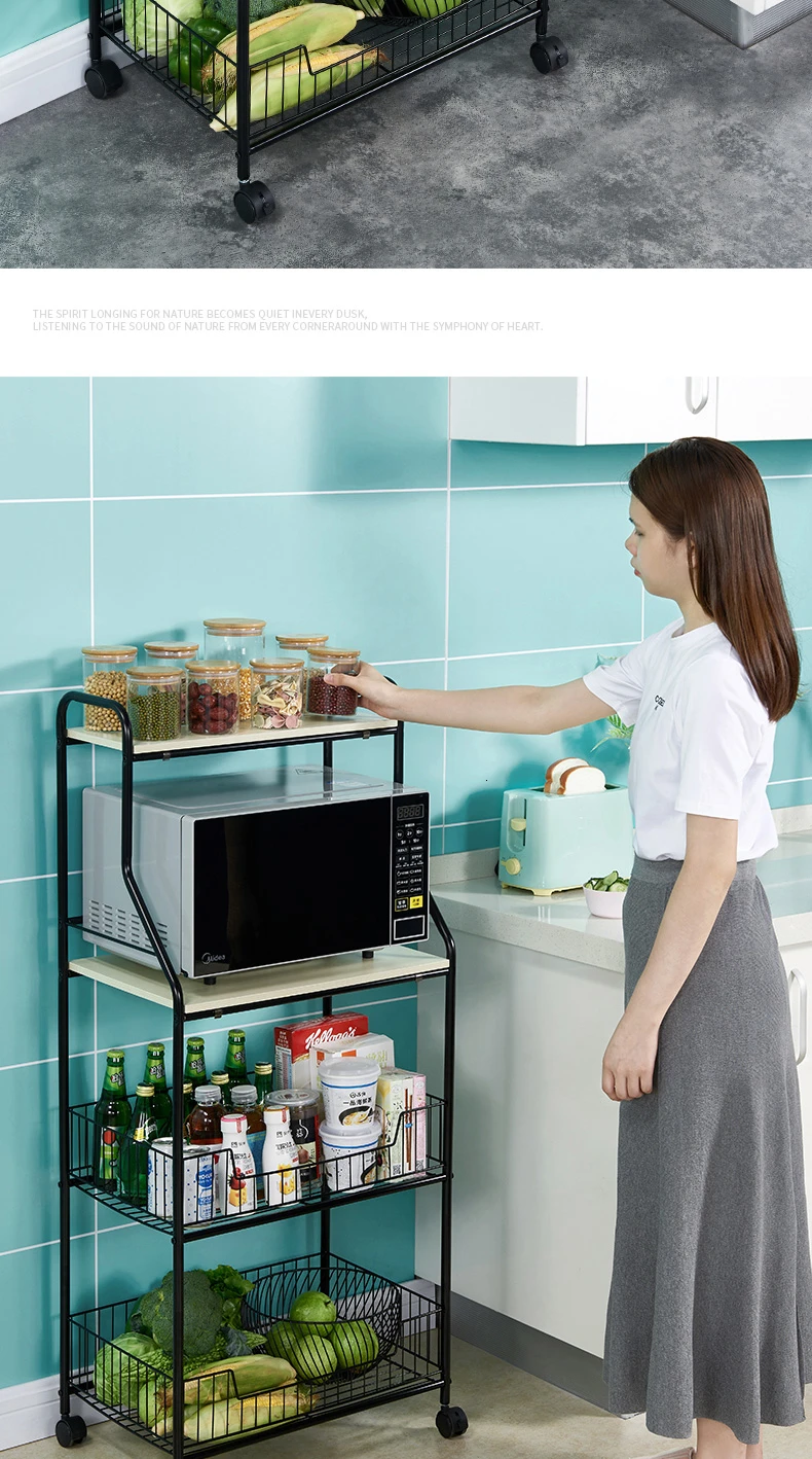 Multi-layer vegetable microwave oven storage rack for kitchen storage rack and kitchen article storage device