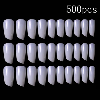

500pcs/pack Accessory Manicure Extension Artificial False Nails DIY Tips Long Coffin Salon Fake Full Cover Professional Home