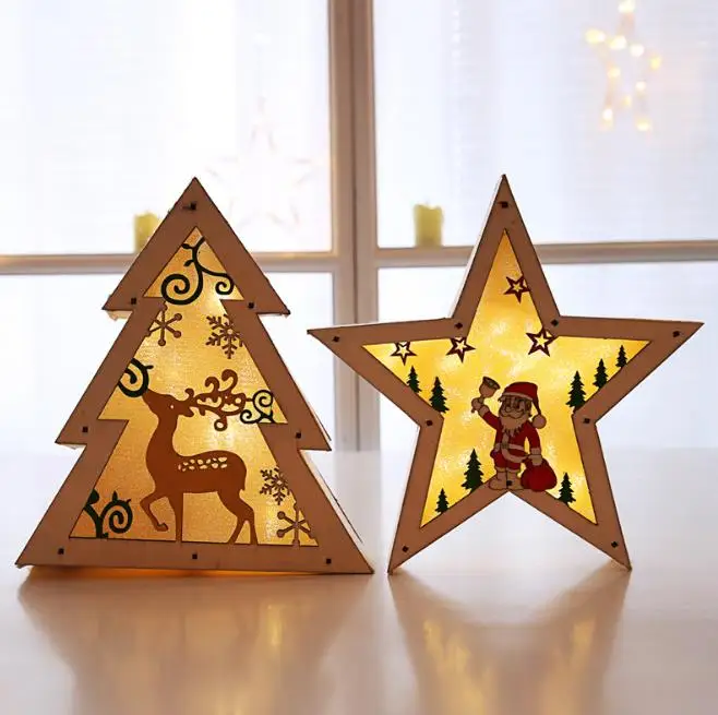 Дерево светящиеся деревянные пятиконечные звезды рождественские украшения отель шоппинг