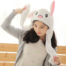 Мода для девочек, Женская милая форма мультяшного кролика, мягкая, подвижная, хлопковая, повседневная, подвижная шапка с ушками кролика