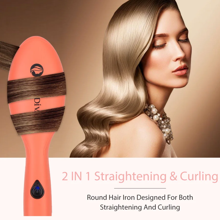 HairDiva Мини электрическая расческа кораллового цвета фен выпрямитель