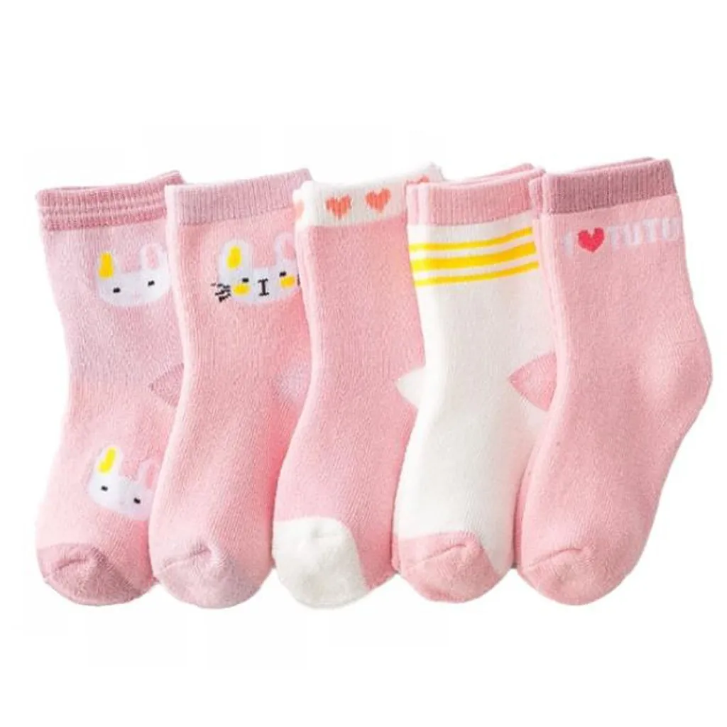 5 пар Хлопковых Носков милые мягкие носки с героями мультфильмов на осень и зиму детские носки для девочек модные спортивные носки для маленьких мальчиков - Цвет: C