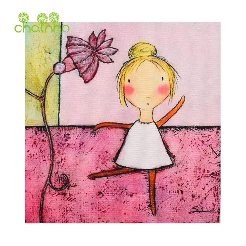 Hand Dyed Cotton Canvas Fabric,Litte Girl,DIY Quilting Sewing Purse,Bag,Cushion,Book Cover,Frame Painting Decoration Material