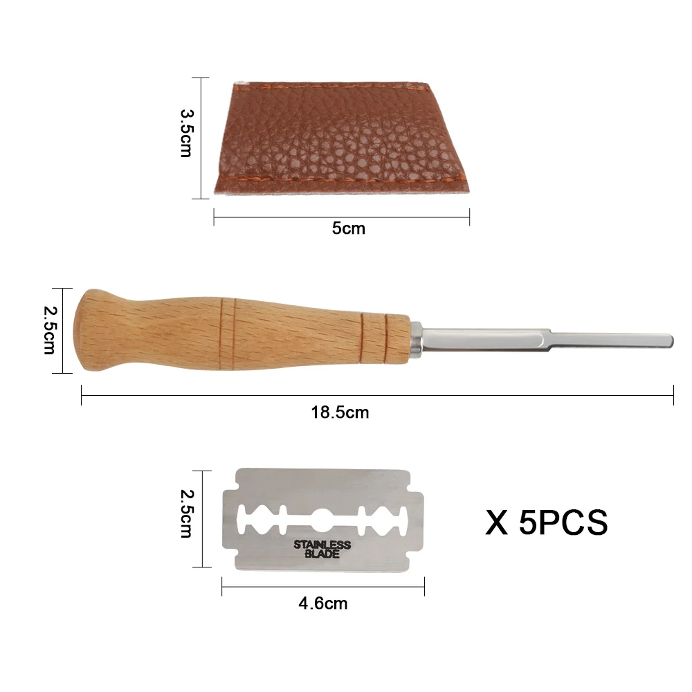Специальный резак для хлеба с деревянной ручкой 5 шт. сменные лезвия с кожаным чехлом Западный багет нож для резки резак кухонные инструменты