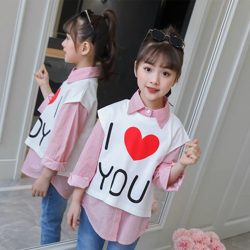 

2019 Kids Clothing Set for autumn girls sweatshirt+vest 2pcs set for 6 7 8 9 12 15 year children clothes girls outfit DX03238