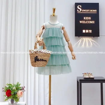 

Girl's dress summer baby princess skirt girl Princess children's summer air puffy yarn little girl's dress