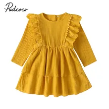 Весенне-осенняя одежда для малышей одежда принцессы с длинными рукавами для маленьких девочек платье-пачка с оборками для свадьбы, дня рождения