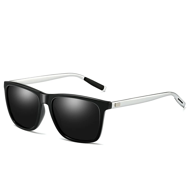 silvery leg black Поляризационные солнцезащитные очки, мужские, алюминиево-магниевые, солнцезащитные очки, брендовые, мужские, женские, ночного видения, очки для вождения, квадратные, зеркальные, UV400 6108 - Цвет линз: silvery leg black
