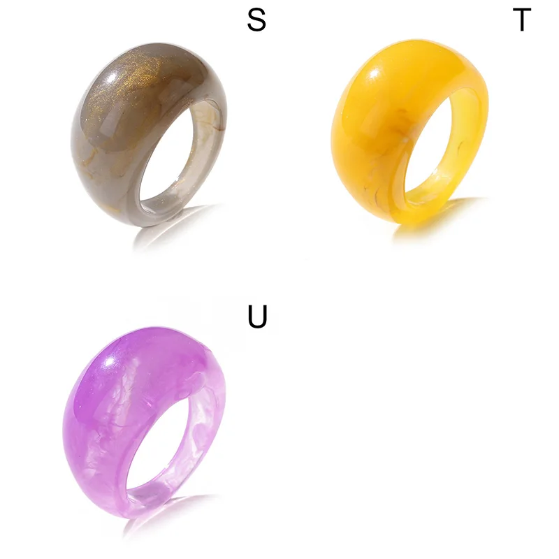 Fashion Ring Colourful Transparent Resin Acrylic Rings Men Women Irregular Round Rings Set for Women Jewelry Gifts Finger Ring