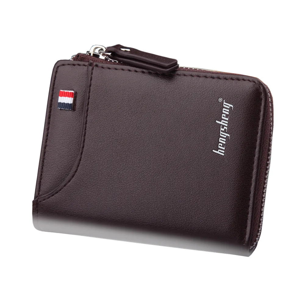 wallet for men short Casual carteras Short Wallets PU Leather Male  billetera hombre luxury small Zipper coins bag cartera hombr - 5
