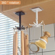 

Self Adhesive Hook Hanger Kitchen Bathroom Wall Hooks Shelf 360 Angle Rotation Coat Towel Hook Holder Racks Rustproof Hangers