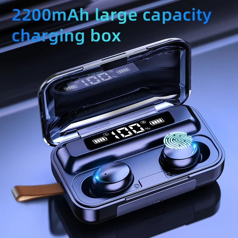 

TWS F9-5 Bluetooth 5.0 Headphone Mini Wireless Sports Headset Fingerprint Touch HiFi HD Stereo In-ear Earplugs