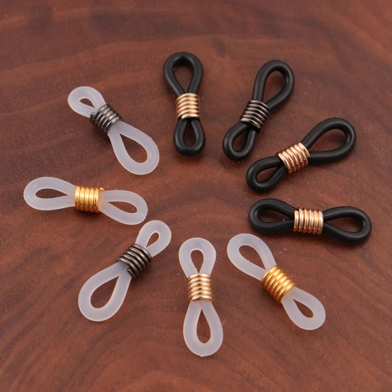 

50pcs Black/white Adjustable Lanyard Cord Rubber Connectors Strap Eyelets for Transparent Glasses Band Rope Eyewear Accessories