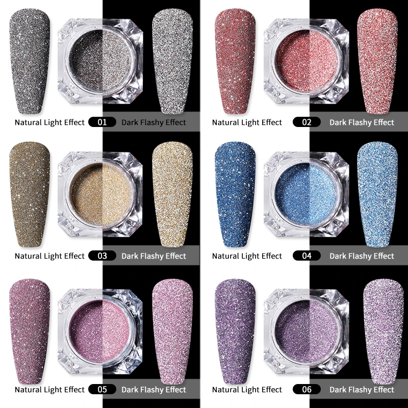 Reflective Glitter Nail Crystal Diamonds Powder Sparkling Auroras Sequins Shiny Pigment iridescent Glass Micro Drill