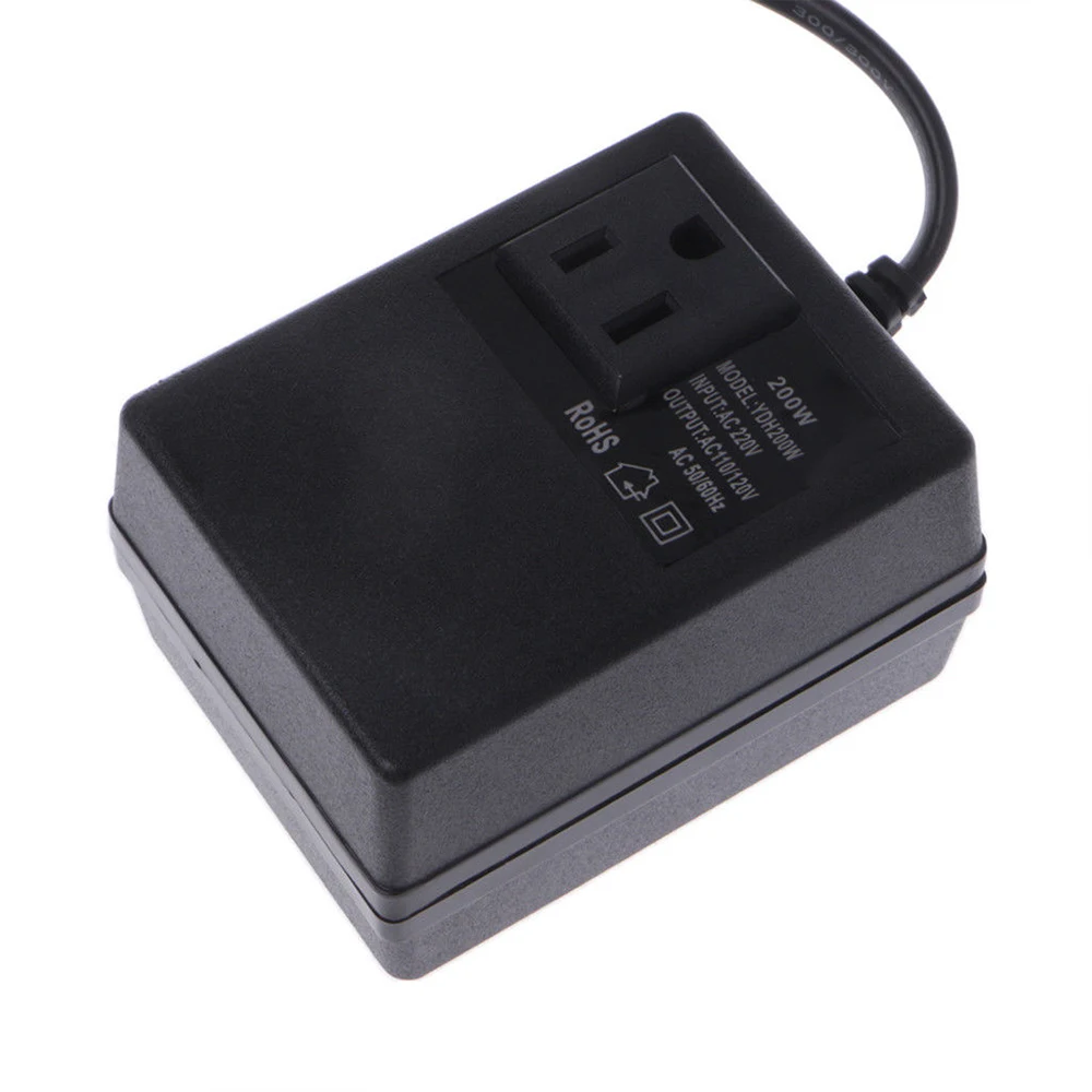 

AC Power Adapter 220V TO 110V Plug Durable Plug Adapter Converter 200W Black Watt-Hour Meter Low Frequency Electrician Socket