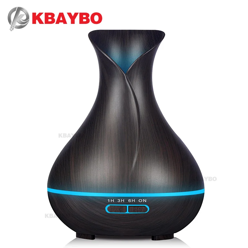  400ml Electrical Essential Oil Diffuser Dark Wood Grain Ultrasonic Aroma Cool Mist Humidifier with 