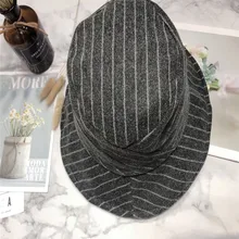 Женская и мужская полосатая твидовая шляпа-ведро с самостоятельной Лентой Унисекс толстые шапки для рыбака Женская Мужская Солнцезащитная шляпа