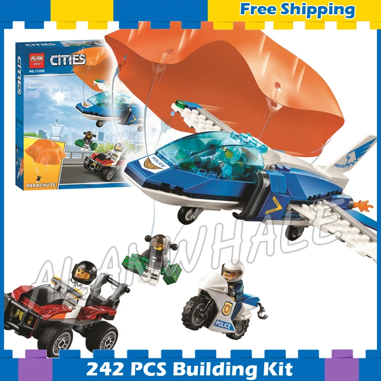 

242pcs City Arctic Sky Police Parachute Arrest Crook's getaway buggy 11208 Figure Building Blocks Toys Compatible with Lego