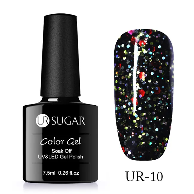 UR SUGAR 7,5 мл Лак для ногтей с блестками блестящая голографическая Радуга Лазерная Блестки УФ гель лак удаляющийся замачиванием дизайн ногтей маникюрный лак - Цвет: diamond10