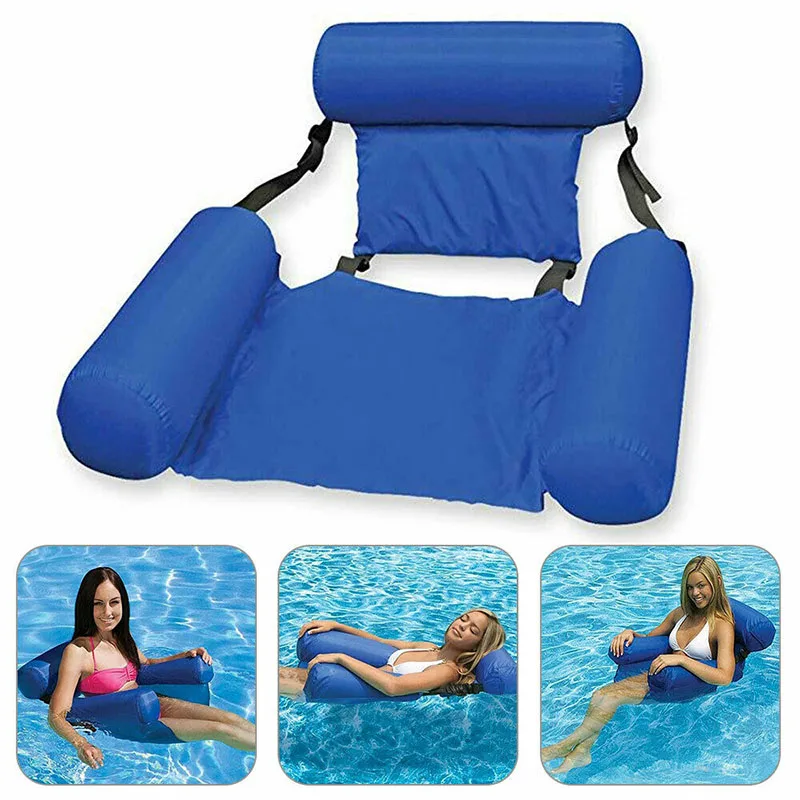 Water Hammock Outdoor Swimming Pools Inflatable Floating Bed Chair Foldable Summer Swimming Air Mattress Sleeping Floating Bed