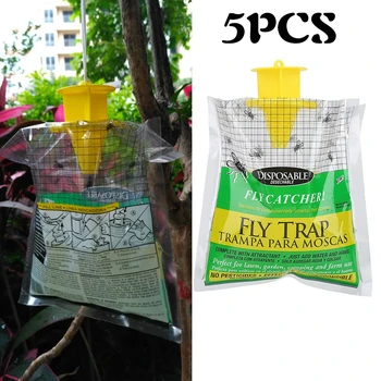 

5PCS Flycatcher Bag Disposable Fly Catcher Pest Control Trap Insecticide Flies Trap Bags Garden Outdoor fly trap
