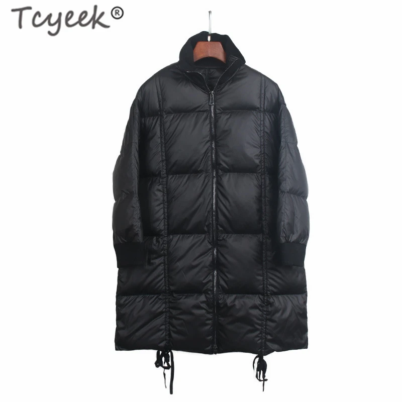 Tcyeek/зимняя куртка на 90% белом утином пуху для женщин, новинка года, модное длинное пальто, плотная теплая одежда, женский черный топ, Abrigos Mujer 1516