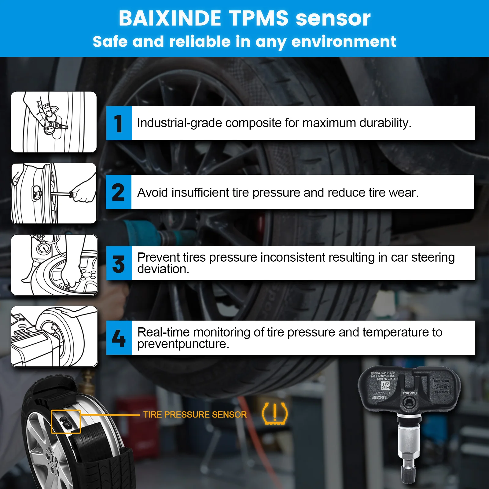 도요타 캠리 렉서스 프리우스용 TPMS 타이어 압력 모니터링 센서 PMV-107J 42607-33011 42607-33021, 미국 및 CN 재고 있음, 4PCs