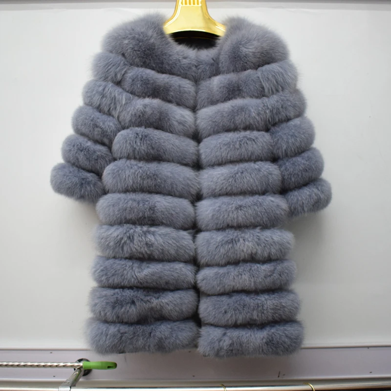 Мех лисы женский теплый жилет натуральный мех Модное теплое меховое пальто, подходит для женщин зимнее теплое отстегивающееся пальто jac - Цвет: Светло-серый
