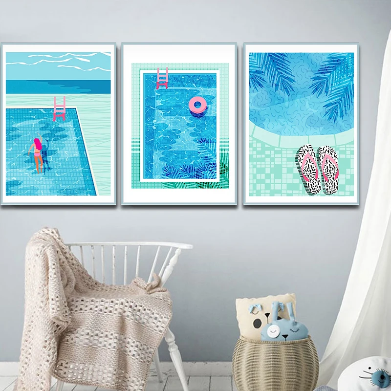 Nordic-Modern-Fresh-Summer-Swimming-Pool-Decor-Canvas-Printed-Painting-Home-Poster-Wall-Art-Picture-Modular (1)