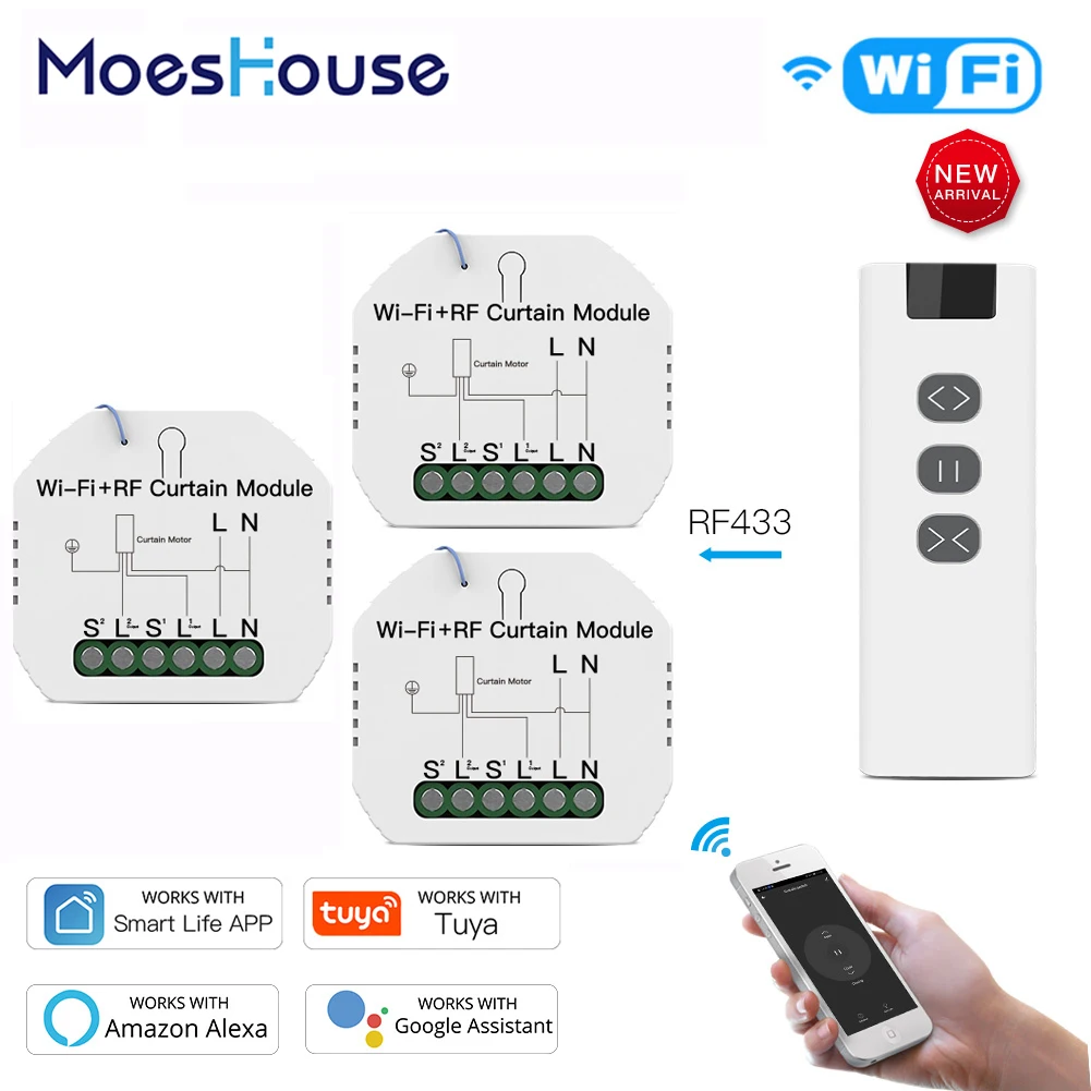 Wi-Fi RF433 переключатель для штор с пультом дистанционного управления электрических