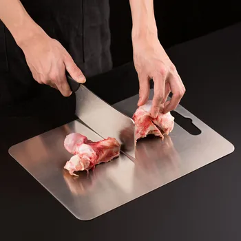 

304 Stainless Steel Cutting Board with Scale Kitchen Mildewproof Chopping Board Block Non-slip Cutting Mat Kitchen Tools