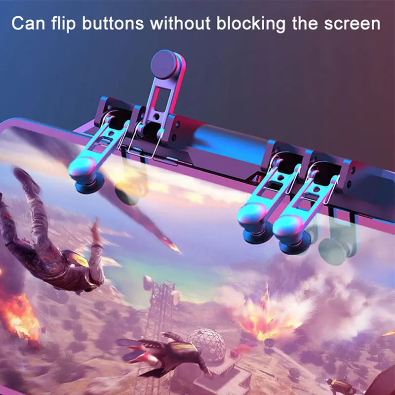  New PUBG Gamepad Grip With Portable Charger Cooling Fan For PUBG Mobile Controller Six Finger L1R1 