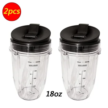 

2 pcs Nutri Ninja 18-Ounce Cup with Sip N Seal Lidsfor Blenders Durable Good Seal Ring Keep Fresh Sport Plastic Bottle Parts