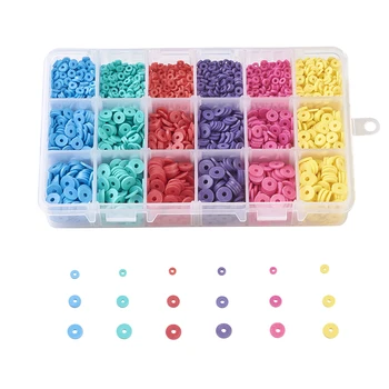 

1 Box 4 5 6mm Mixed Color Flat Round Polymer Clay Bead Spacers for Jewelry Making DIY Bracelet Environmental Handmade Hole:1~2mm