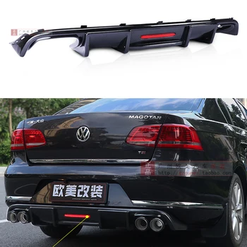 

For Volkswagen Passat B7 2012-2016 ABS Black Rear Bumper Lip Trunk Spoiler Rear Diffuser Protector Car Styling