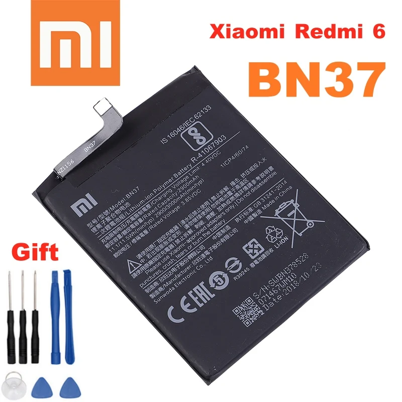 Оригинальный аккумулятор Xiao mi 100% BN37 3000 мАч для Xiaomi Redmi 6 Redmi6 6A сменные батареи
