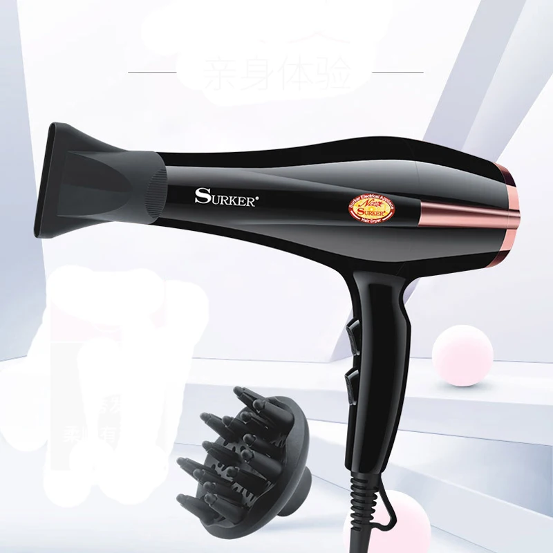 Surker secador de pelo eléctrico, SK 62, mango no plegable, 3000W de  potencia, aire caliente y frío, iones negativos, temperatura constante| Secadores de pelo| - AliExpress