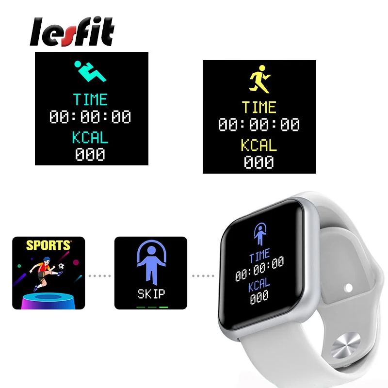 Lesfit 1 3 дюймов белый водонепроницаемый цифровой умный женский браслет Bluetooth Смарт
