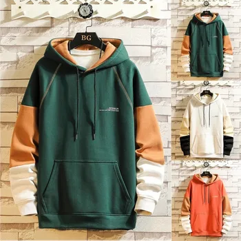 

Men's Contrast Color Sweatshirt Hoodie Men Casual Fashion Streetwear Sweatshirt Men Hip Hop Tops Hoodies