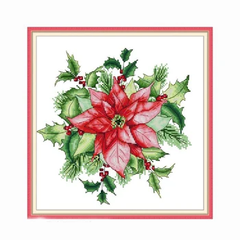 

Christmas Red Joy Sunday Cross Stitch Kits Pattern 14CT 11CT Counted Cross Stitch Christmas Handmade Embroidery Needlework Sets