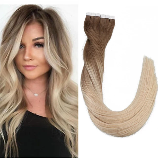 Toysww 100% Real Human Hair Russian Hair Tape in Hair Extensions Blonde #60 For Woman Machine Made Remy Hair 20/40pcs 8A 60A