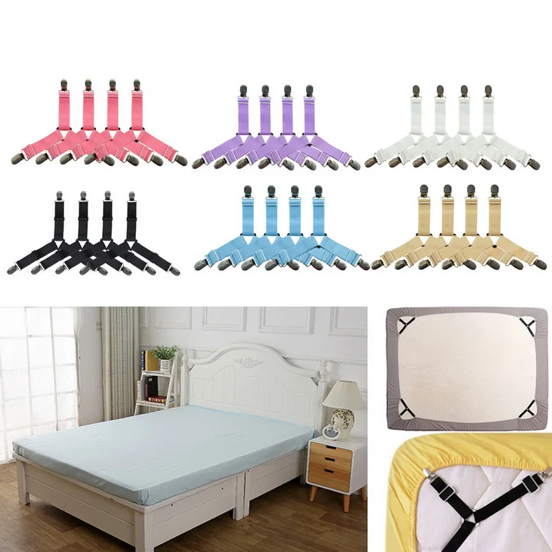 Hot 4pcs/set Elastic Bed Sheet Clips Suspenders Straps Adjustable Heavy Duty Grippers For HomeA | Дом и сад