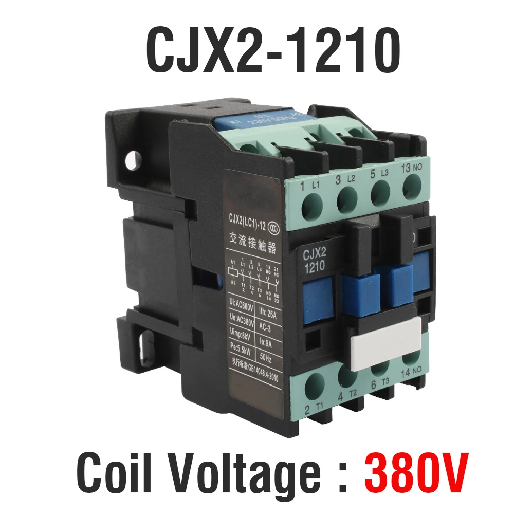 380V Вспомогательное оборудование KOHTAKTOP CJX2 1210 LC1 контактор переменного тока 220 В переменного тока 12A 50 Гц/60 Гц lc1 1210 220 В без использования с Поплавковым выключателем - Цвет: 380V