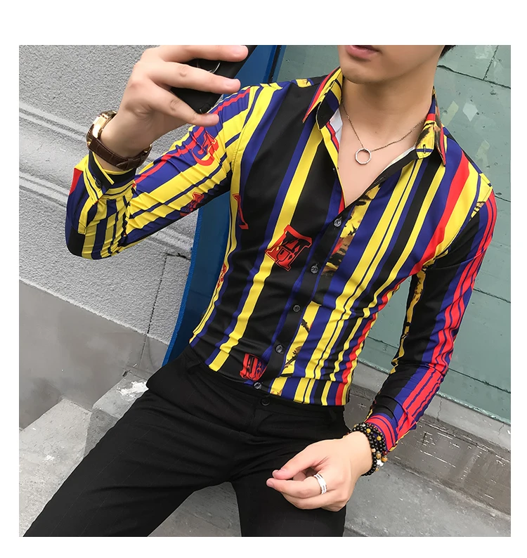 Остроконечная полосатая Мужская рубашка Camisa Social Masculina, приталенная Корейская мужская одежда, осенняя сорочка с длинным рукавом, Homme Manche Longue