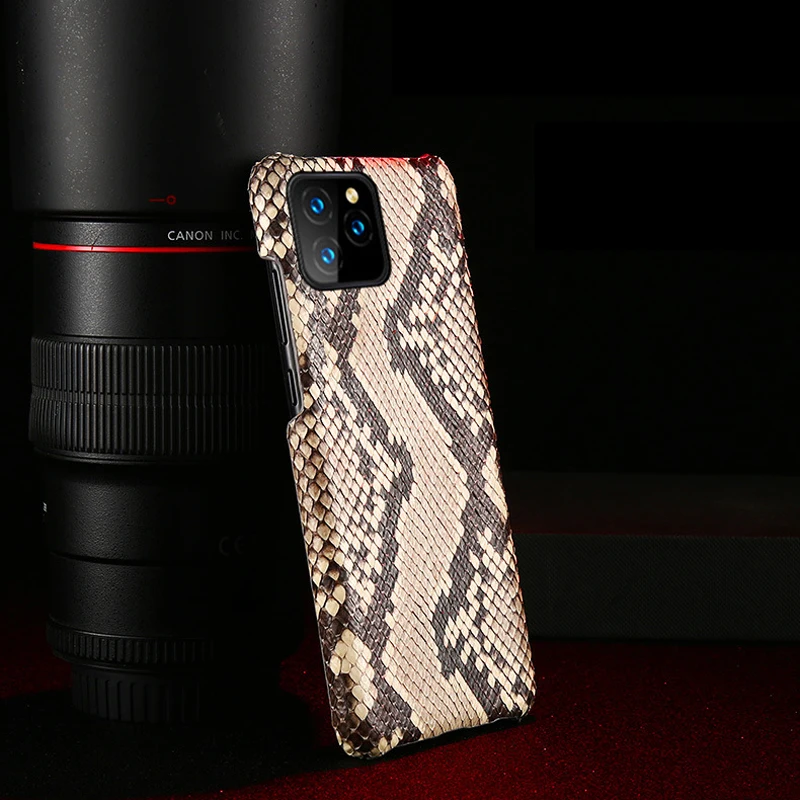 Luxury Genuine Python Leather Back Cover for iPhone 7 8 Plus X XR XS MAX Original Leather Case FHX-BY for iPhone 11 11Pro MAX