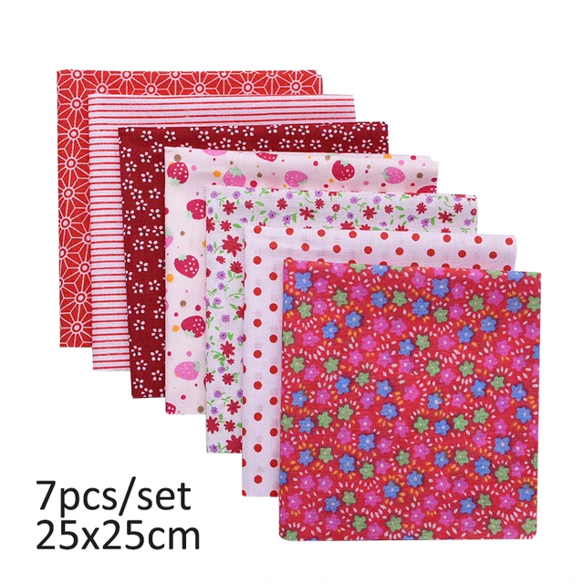 20cmx25cm and 25cmx25cm Cotton Fabric Printed Cloth Sewing Quilting Fabrics for Patchwork Needlework DIY Handmade Material 7pcs 25x25cm