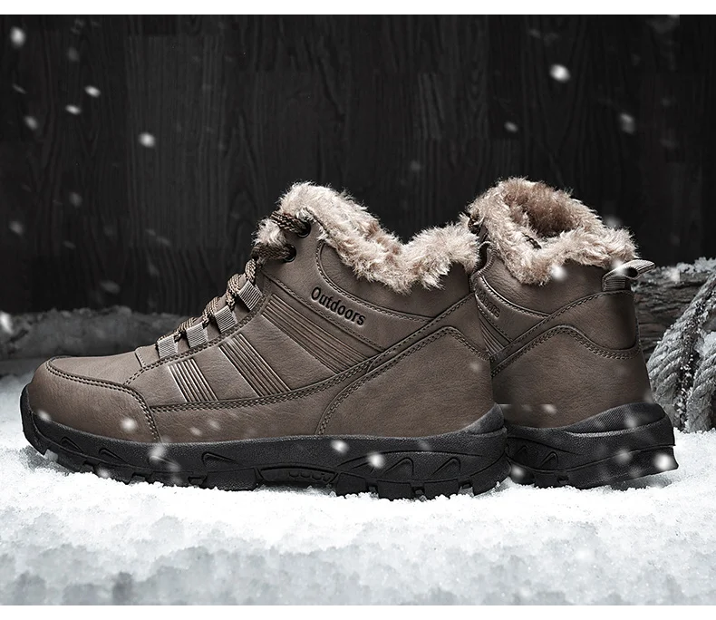 Adisputent Warm Winter Man Boots With Fur Snow Boots Waterproof Winter Work Shoes Men Footwear Fashion Rubber Ankle Shoes
