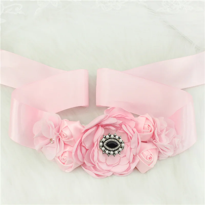 Rhinestone Rose Flower Wedding Belts Girdles For Women Dress Female Accessories Bridesmaid Bridal Sequin Belt