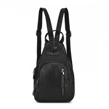 2021 Women Soft Leather Backpacks Vintage Female Shoulder Bag Casual Travel Ladies Backpack School Bags Large Capacity Chest Bag